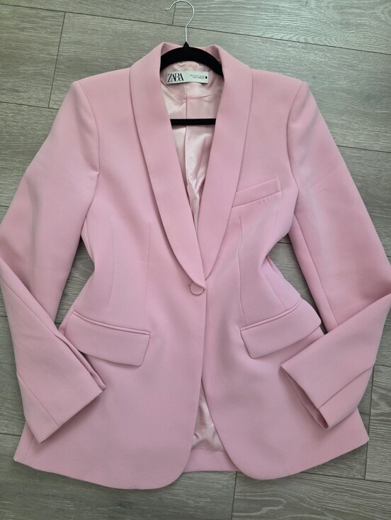 Zara Jackets & Blazers - ZARA Light Pink Shawl-Collar Single-Button Blazer
